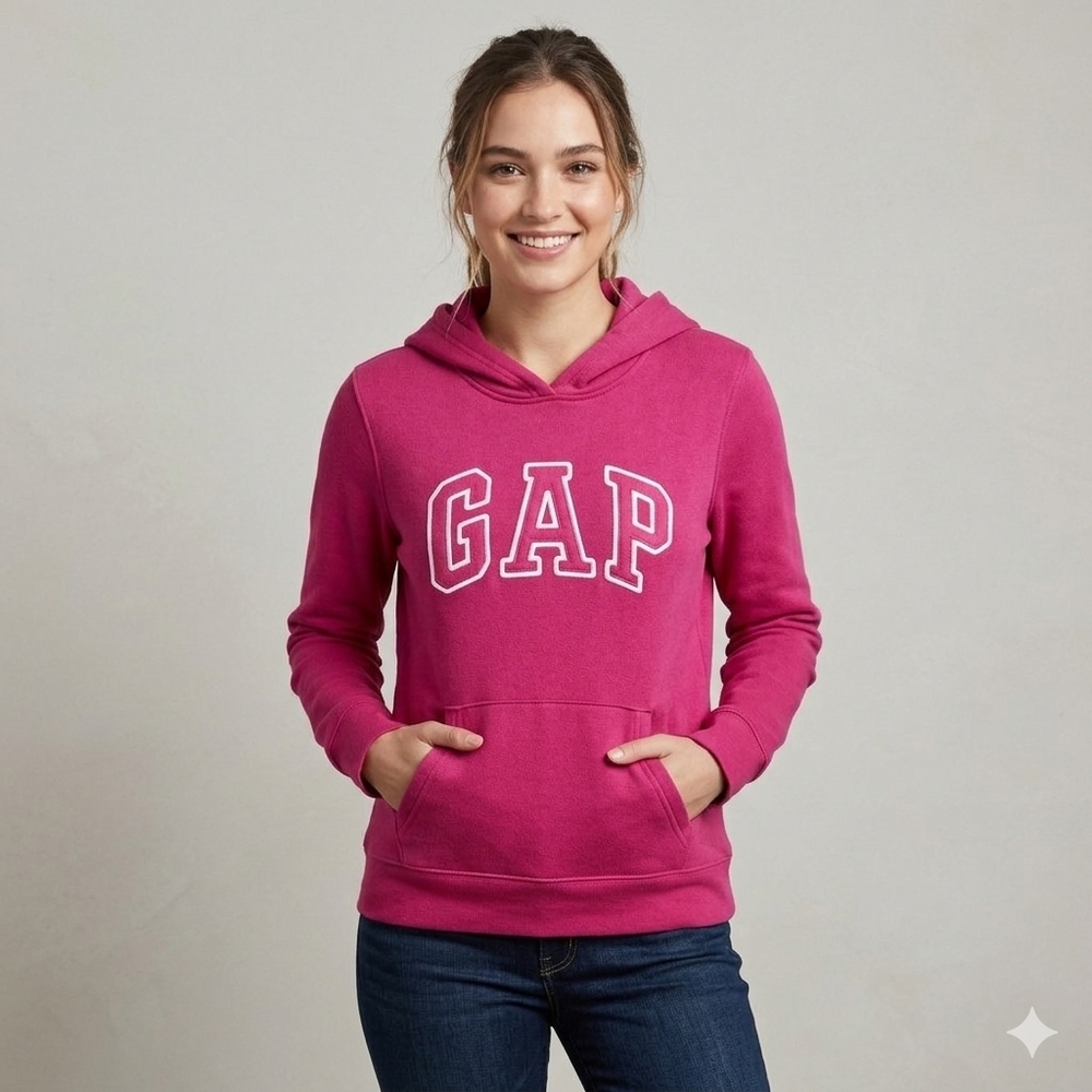 GAP Women's Pullover Hoodie In Vibrant Pink  Med